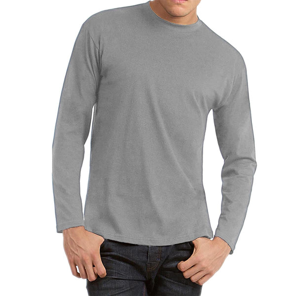 Mens Crew Neck Essential Long Sleeve Cotton T Shirt