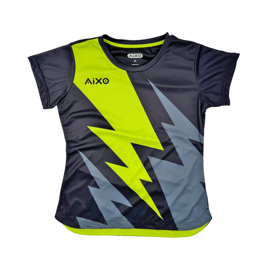 AIXO Bolt Women's Sports T-Shirt — Black/Green
