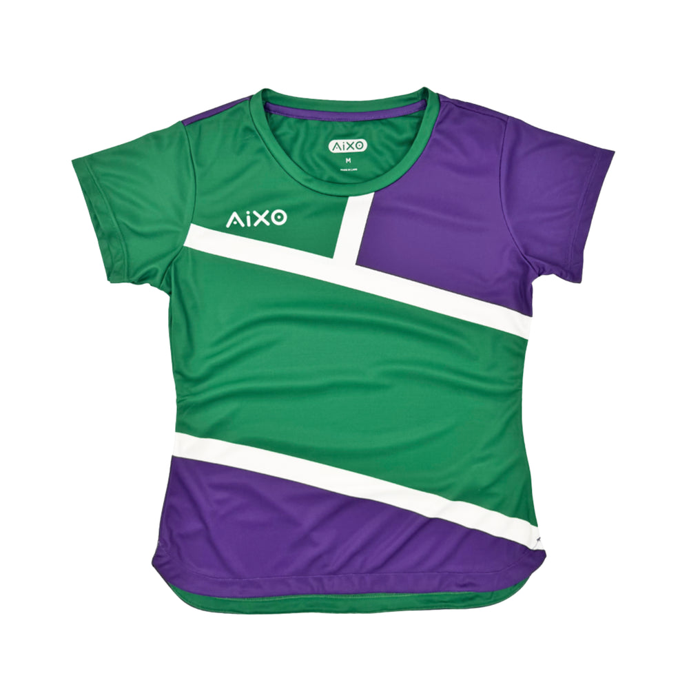 AIXO Court Women's Sports T-Shirt — Green/Purple