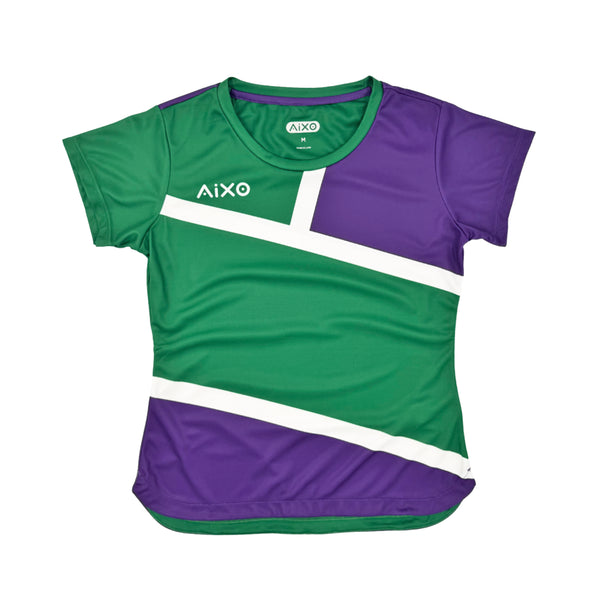 AIXO Court Women's Sports T-Shirt — Green/Purple