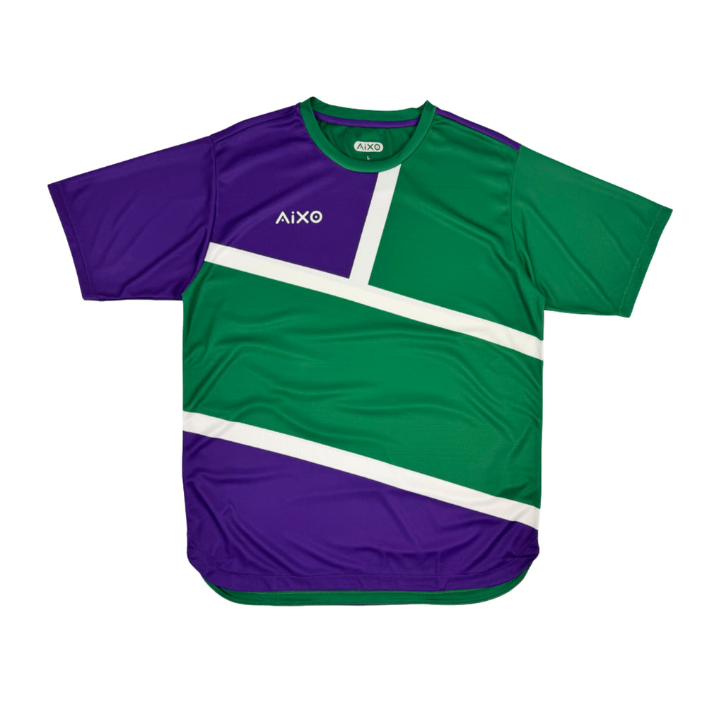 AIXO Court Men's Sports T-Shirt — Green/Purple