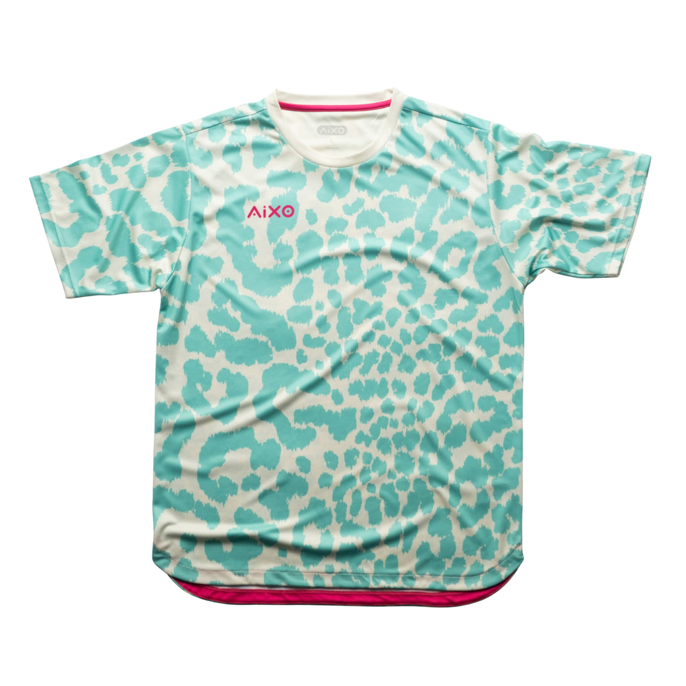 AIXO Leopard Men's Sports T-Shirt — Ivory