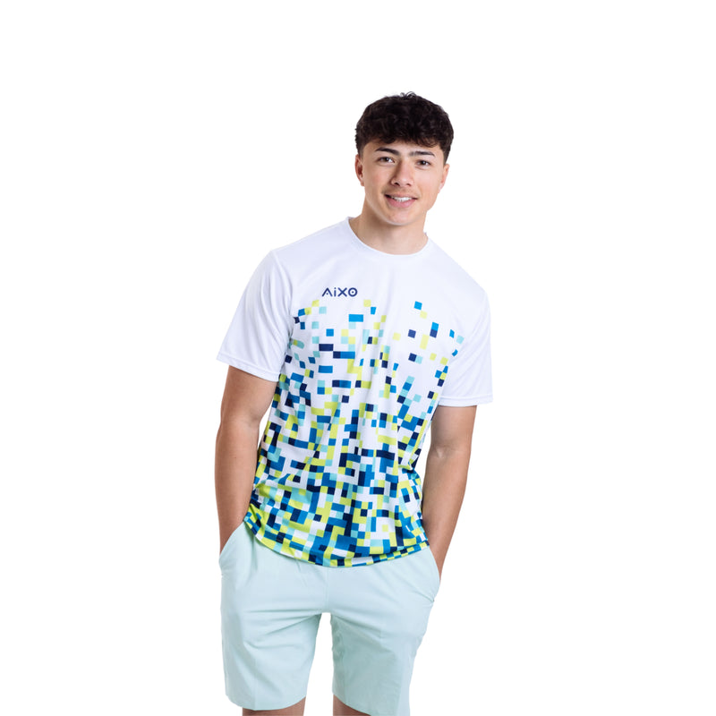 AIXO Pixel Men's Sports T-Shirt — White