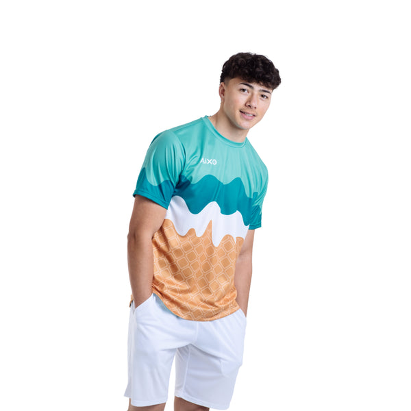 AIXO Sundae Men's Sports T-Shirt — Teal