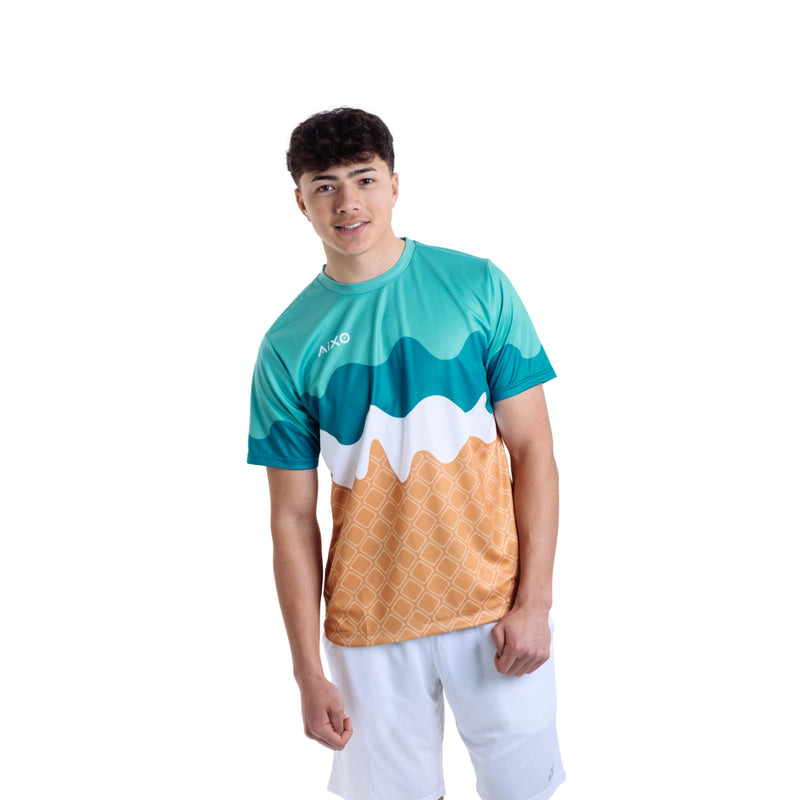 AIXO Sundae Men's Sports T-Shirt — Teal