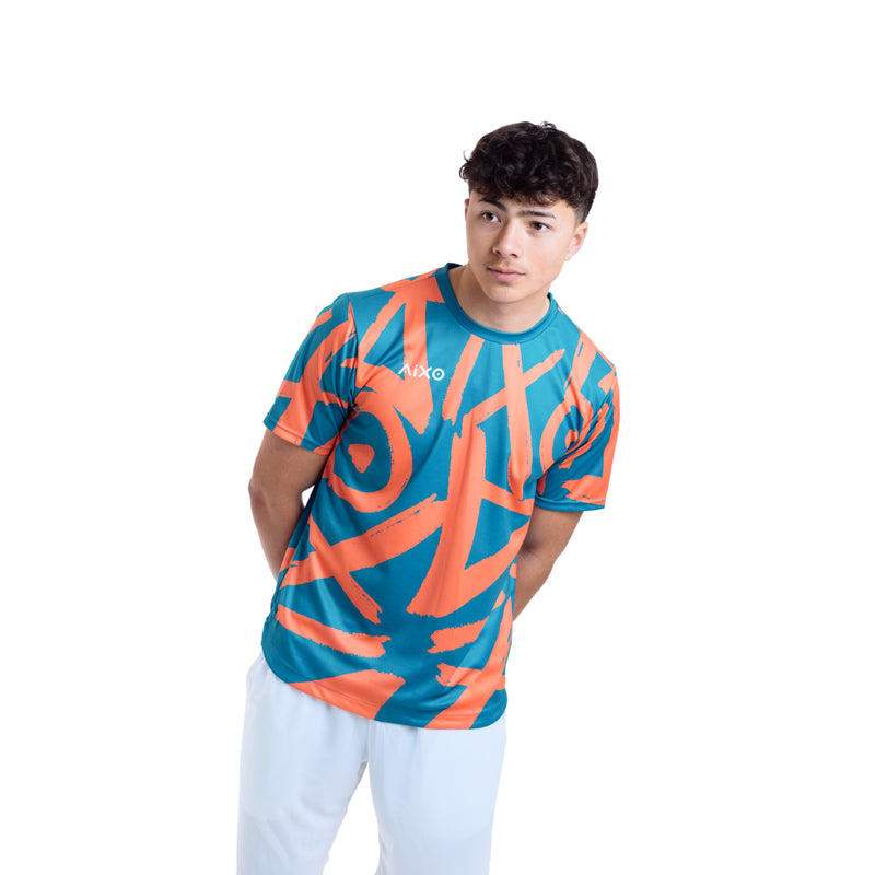 AIXO Tagged Men's Sports T-Shirt — Teal
