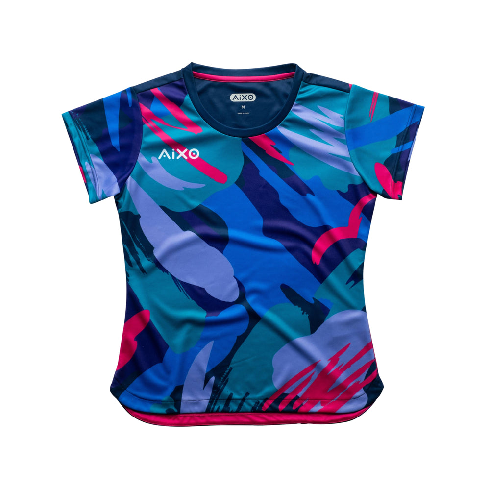 AIXO Abstract Women's Sports T-Shirt — Multicolour Dark