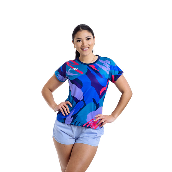 AIXO Abstract Women's Sports T-Shirt — Multicolour