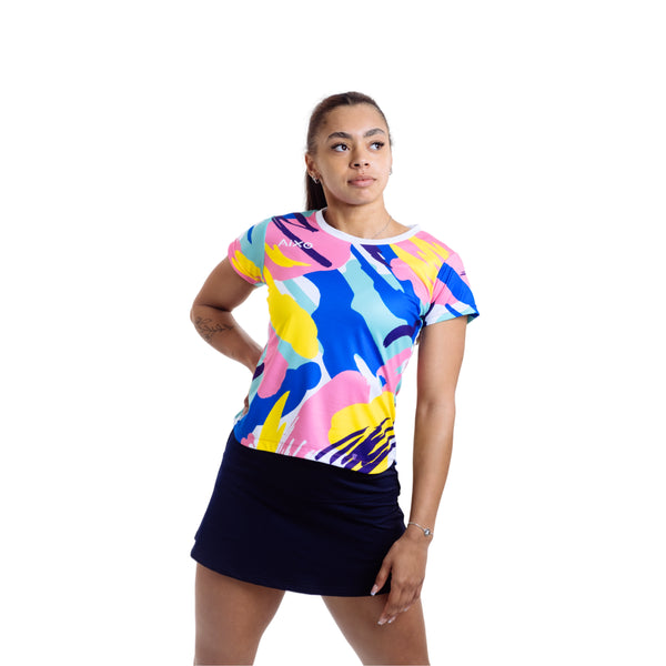 AIXO Abstract Women's Sports T-Shirt — Multicolour