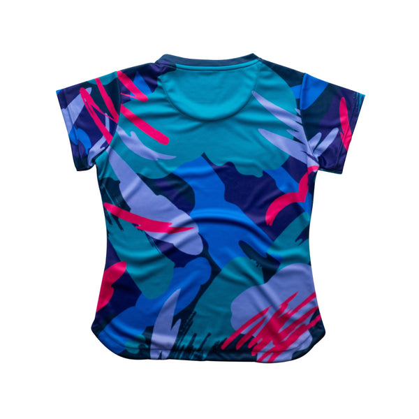 AIXO Abstract Women's Sports T-Shirt — Multicolour Dark