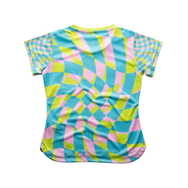 AIXO Checker Women's Sports T-Shirt — Grey Check