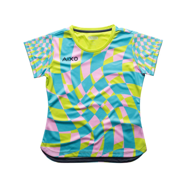 AIXO Checker Women's Sports T-Shirt — Grey Check