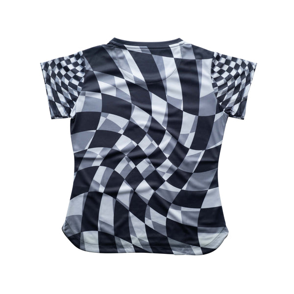 AIXO Checker Women's Sports T-Shirt — Grey Check