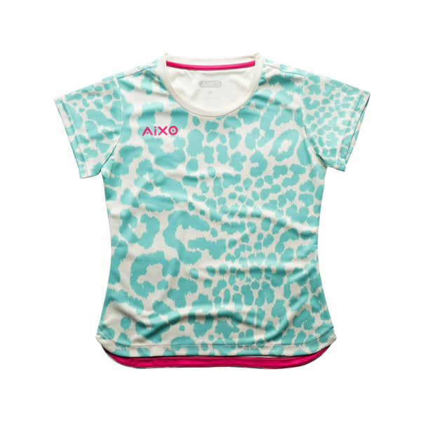 AIXO Leopard Women's Sports T-Shirt — Ivory