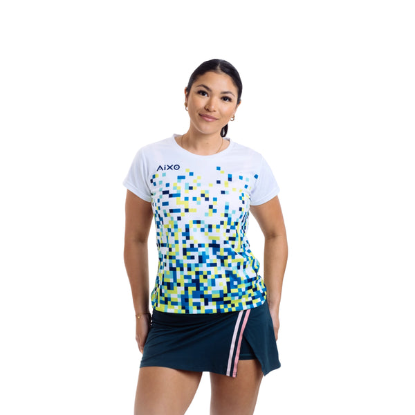 AIXO Pixel Women's Sports T-Shirt — White