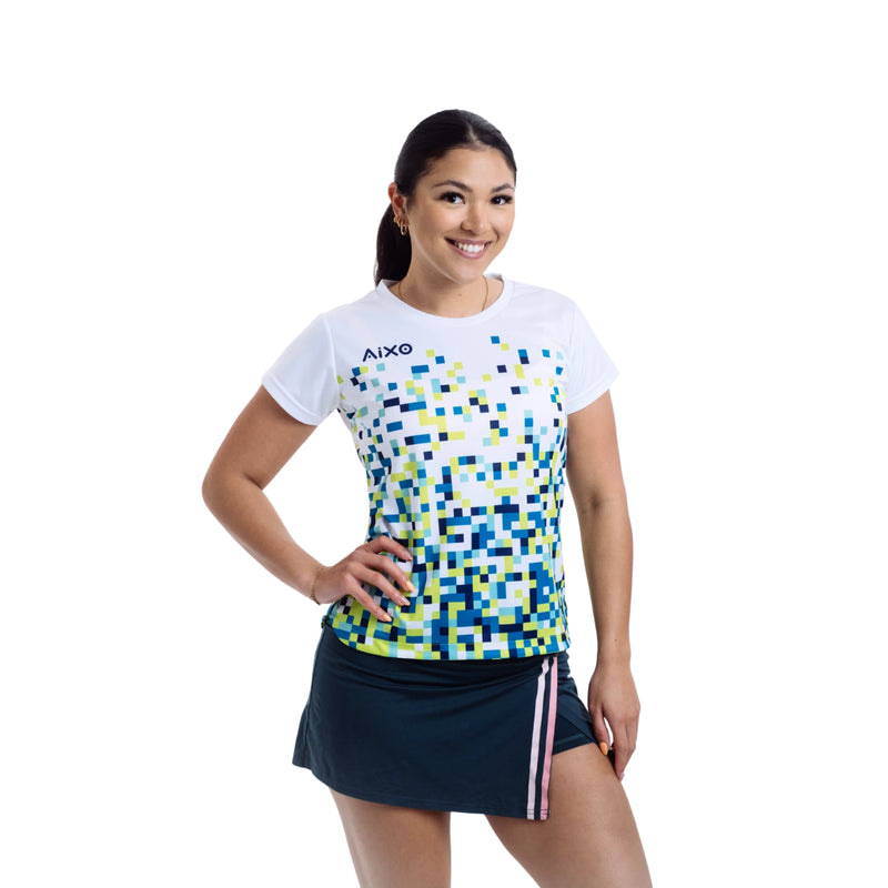 AIXO Pixel Women's Sports T-Shirt — White