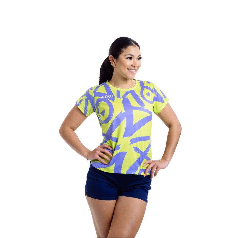 AIXO Tagged Women's Sports T-Shirt — Lime