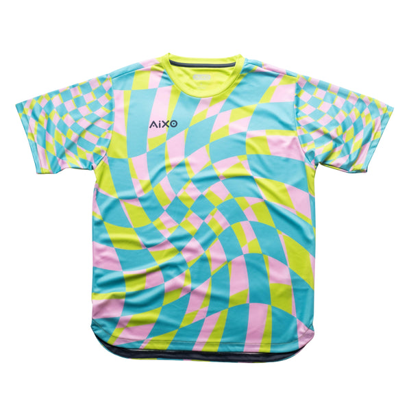 AIXO Checker Men's Sports T-Shirt — Grey Check