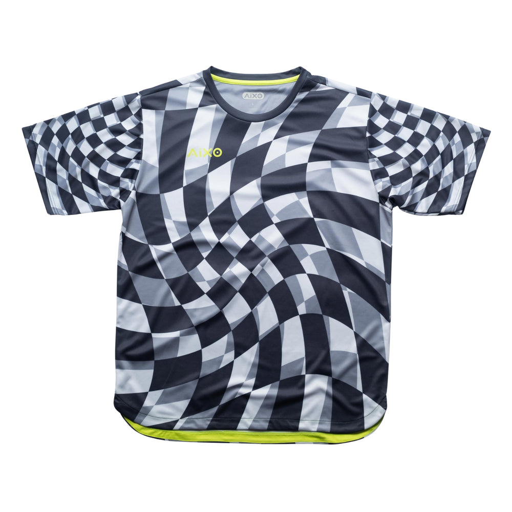 AIXO Checker Men's Sports T-Shirt — Grey Check