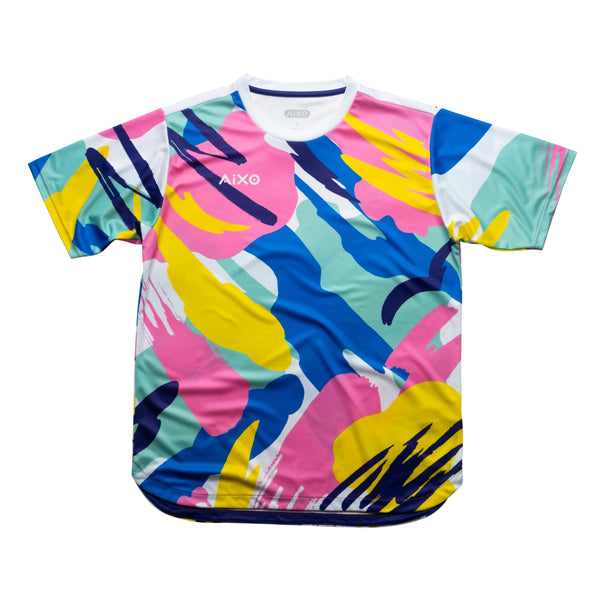 AIXO Abstract Men's Sports T-Shirt — Multicolour Dark