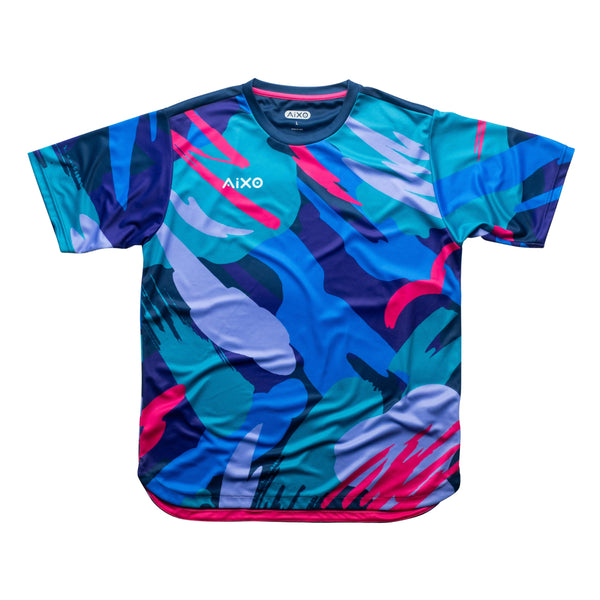 AIXO Abstract Men's Sports T-Shirt — Multicolour Dark