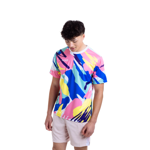 AIXO Abstract Men's Sports T-Shirt — Multicolour Dark
