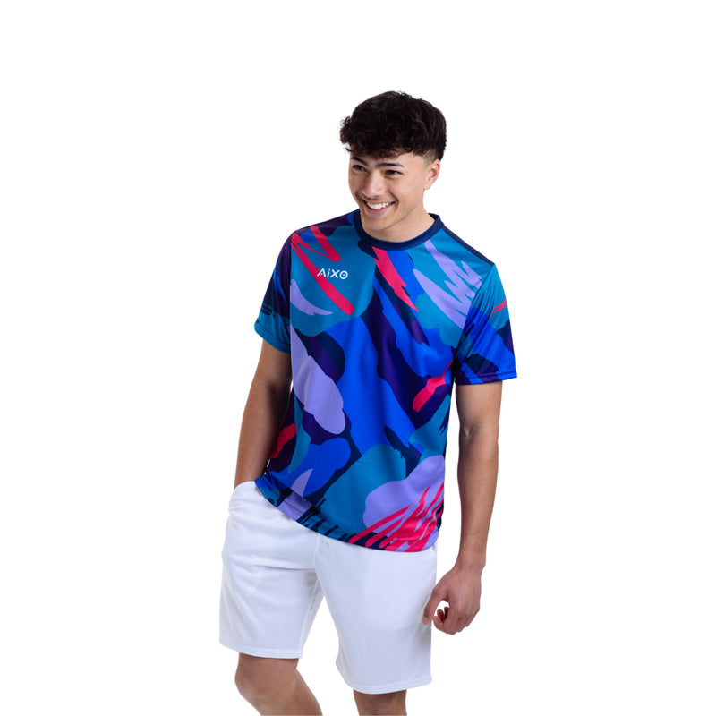 AIXO Abstract Men's Sports T-Shirt — Multicolour Dark