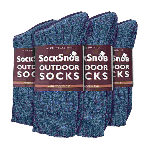 Mens Winter Warm Wool Blend Hiking Socks for Boots (Multipack Options)
