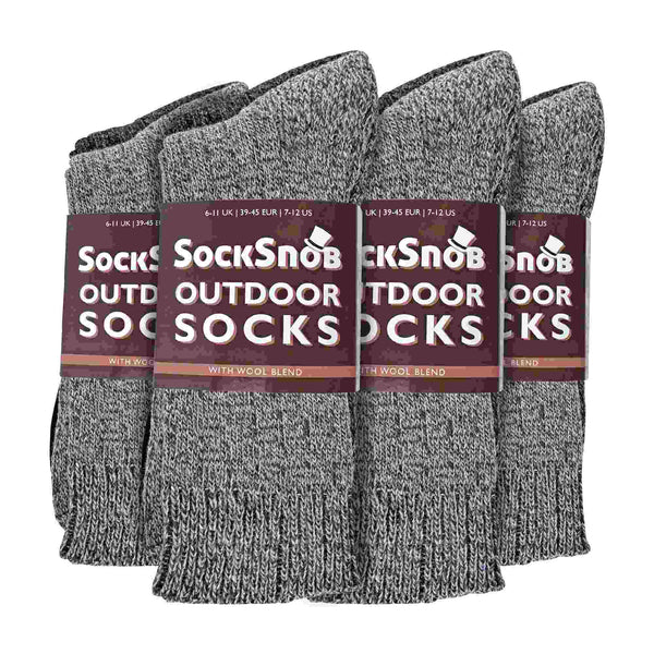 Mens Winter Warm Wool Blend Hiking Socks for Boots (Multipack Options)