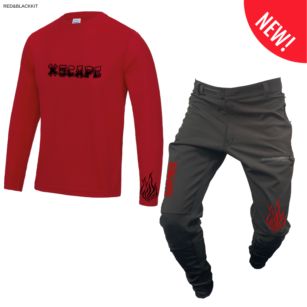 X5CAPE Rebellion Long Sleeve Mountain Bike Race Kit - Black & Red