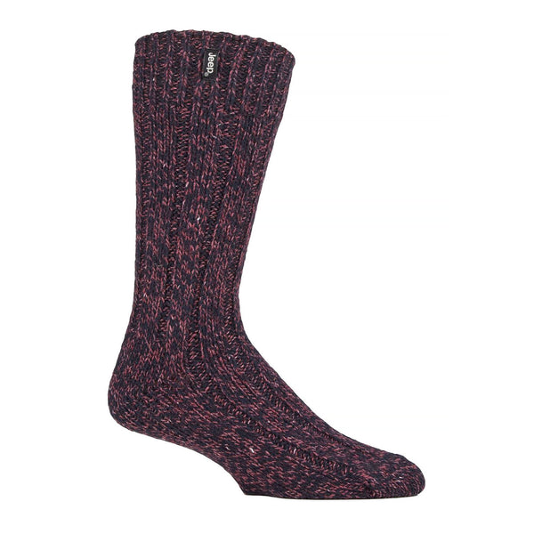 1 Pack Men's Ribbed Wool Hiking Socks | Knit Design Padded Boot Socks