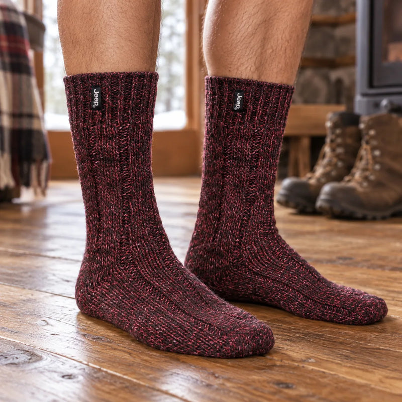 1 Pack Men's Ribbed Wool Hiking Socks | Knit Design Padded Boot Socks — product photograph