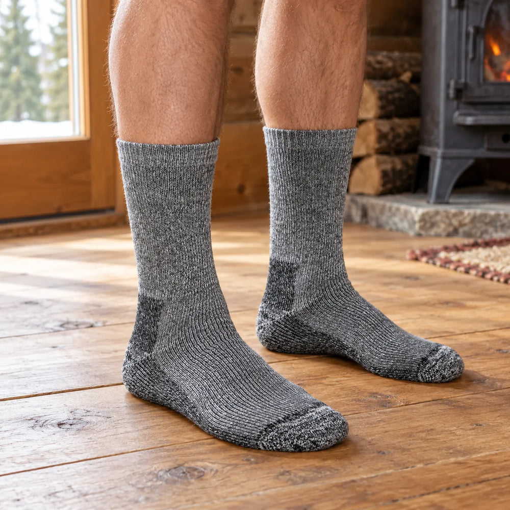 2 Pack Mens Cushioned Heel & Toe Thermal Wool Hiking Socks — product photograph