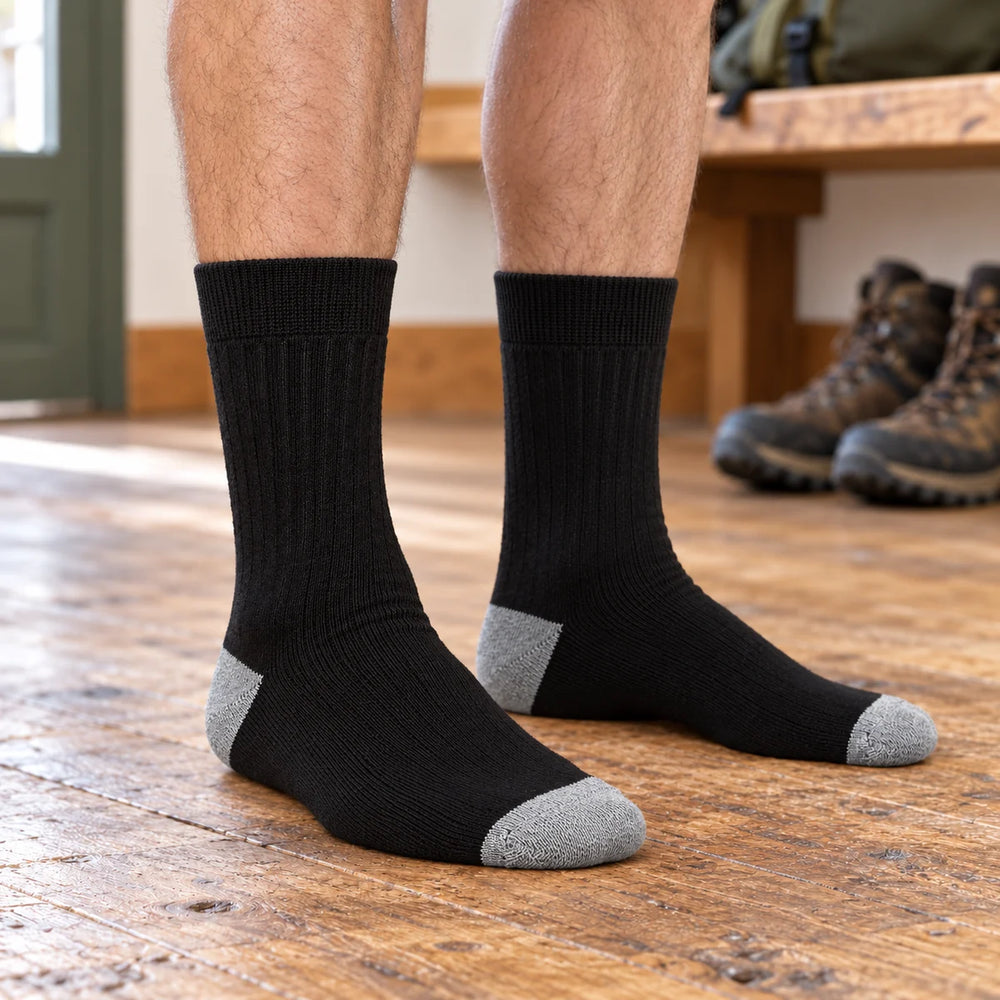 6 Pairs Mens Multipack Outdoor Cotton Boot Socks for Ultimate Hiking Comfort — product photograph