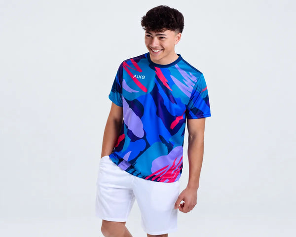 AIXO Abstract Men's Sports T-Shirt — Multicolour Dark