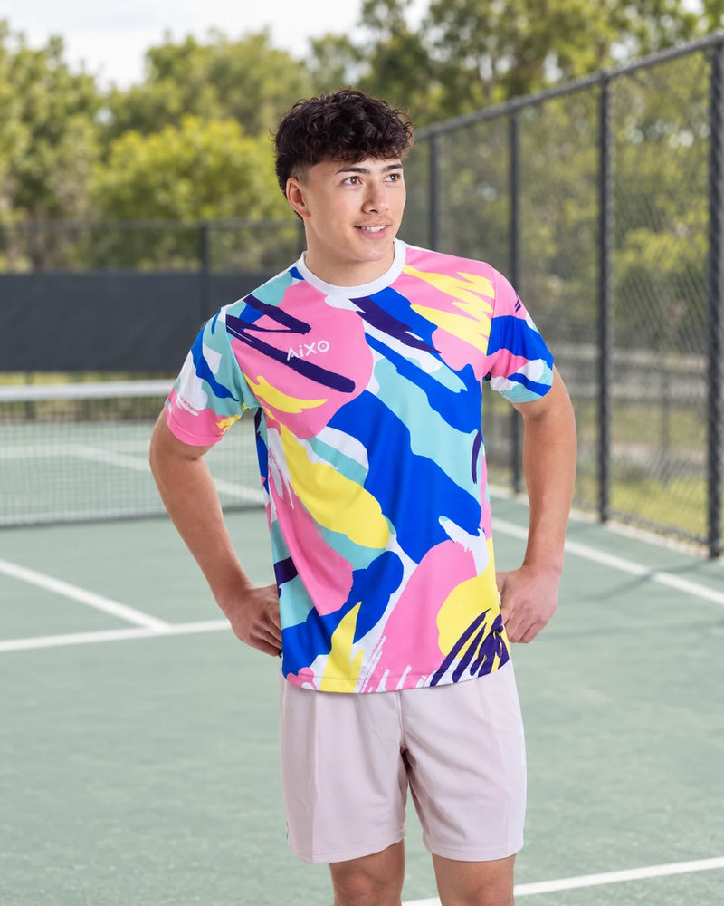 AIXO Abstract Men's Sports T-Shirt — Multicolour — product photograph
