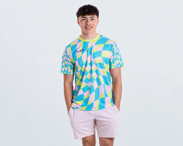 AIXO Checker Men's Sports T-Shirt — Lime Check