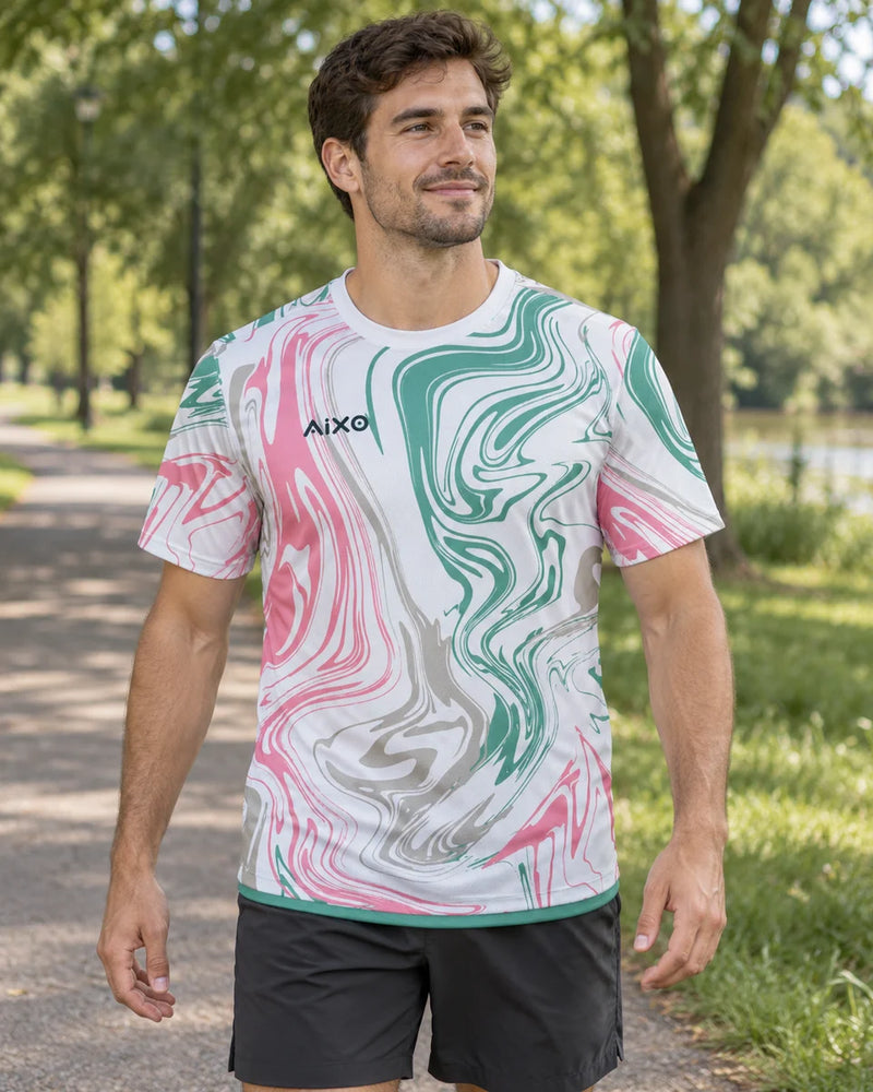 AIXO Chrome Men's Sports T-Shirt — White — product photograph