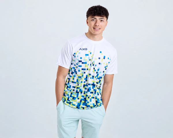 AIXO Pixel Men's Sports T-Shirt — White