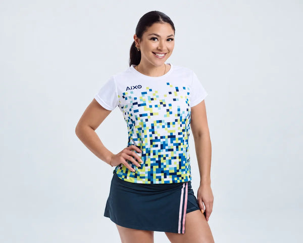 AIXO Pixel Women's Sports T-Shirt — White