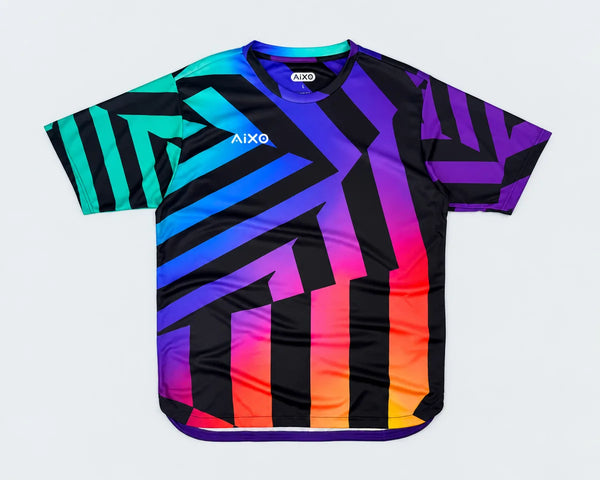 AIXO Rainbow Chaos Men's Sports T-Shirt — Black