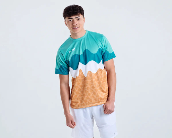 AIXO Sundae Men's Sports T-Shirt — Teal