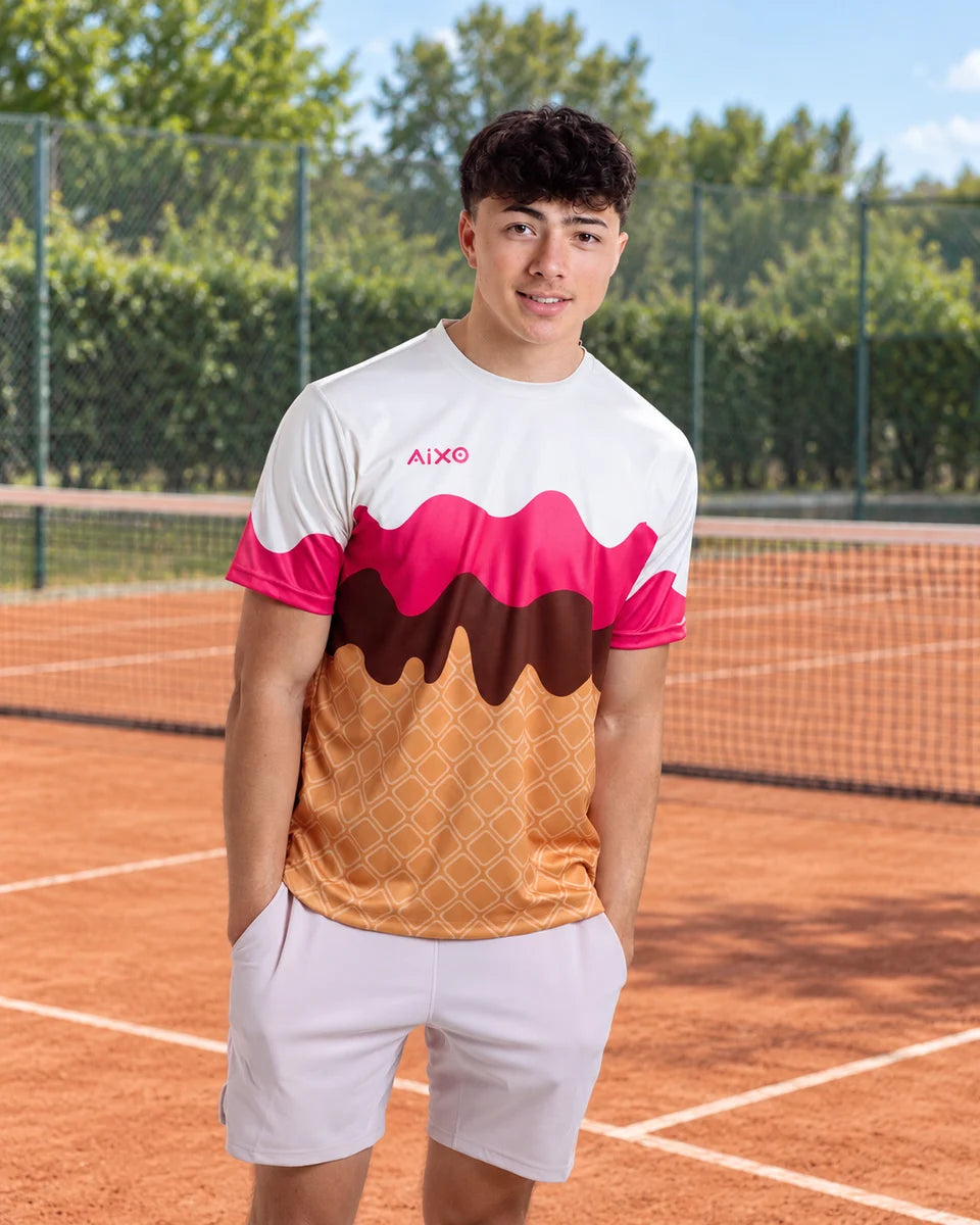 AIXO Sundae Men's Sports T-Shirt — Ivory — product photograph