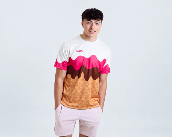 AIXO Sundae Men's Sports T-Shirt — Ivory