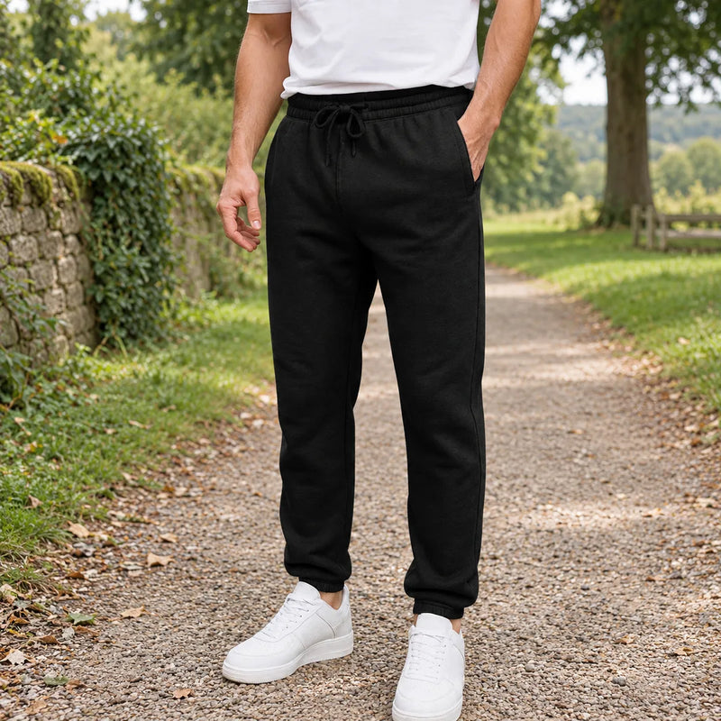 Men’s Plain Jogging Bottoms – Fleece Tracksuit Pants with Zipped Pockets — product photograph
