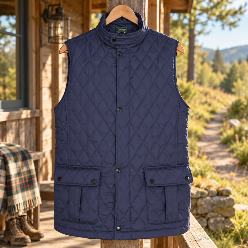 Mens Ashby Multipocket Diamond Quilted Gilet — product photograph