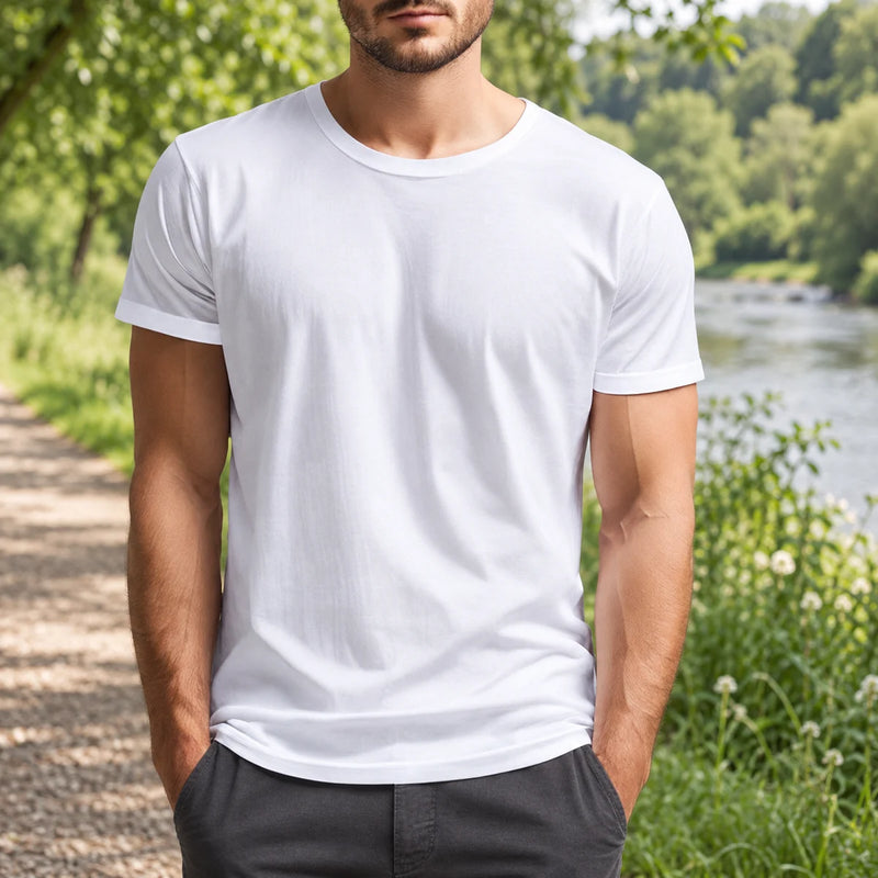 Mens Crew Neck Tee 100% Cotton 5 or 10 Pack Plain T Shirt — product photograph