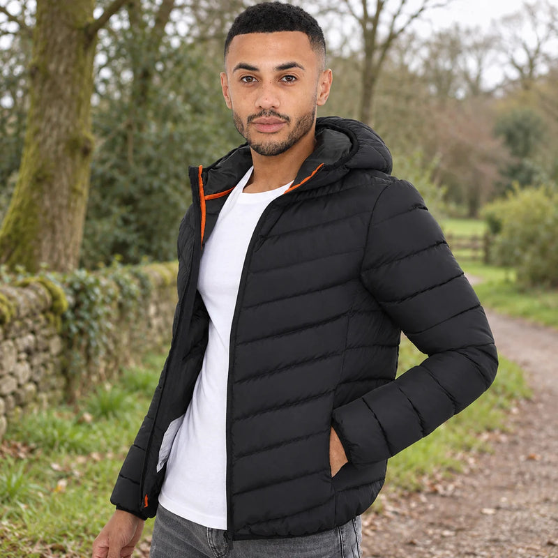 Mens Grant Padded Hooded Jacket with Elasticated Trims — product photograph