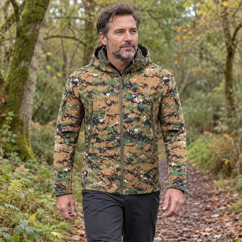 Mens LNA Camo Tactical SoftShell Jacket — product photograph