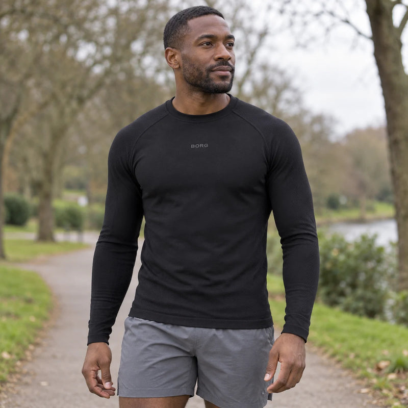 Mens Long Sleeve Running Breathable  T-Shirt for All Sports — product photograph